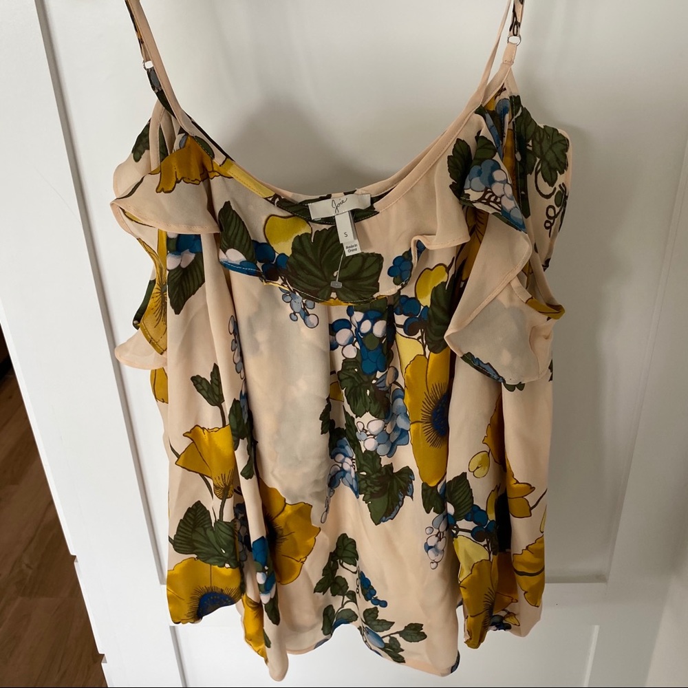 Joie silk birtha cold shoulder top yellow floral - Picture 4 of 8